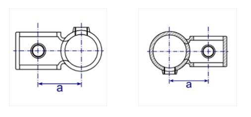 Diagram showing dimensions for 161 Reducing Crossover Interclamp fitting